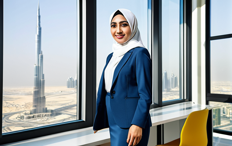 생체 인증의 신뢰성 평가 - **Subject:** A successful Arab businesswoman in a modern, brightly lit office in Dubai. **Clothing:*...