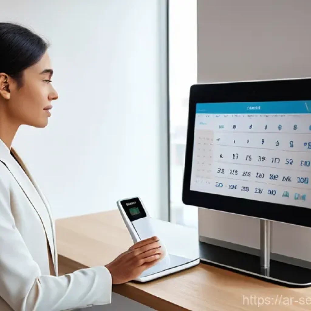 생체 인식 기술의 글로벌 시장 전망 - **Prompt 1: Seamless Morning Routine with Biometric Tech**
A young professional woman, dressed i...