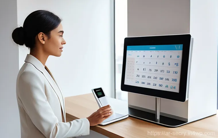 생체 인식 기술의 글로벌 시장 전망 - **Prompt 1: Seamless Morning Routine with Biometric Tech**
A young professional woman, dressed i...