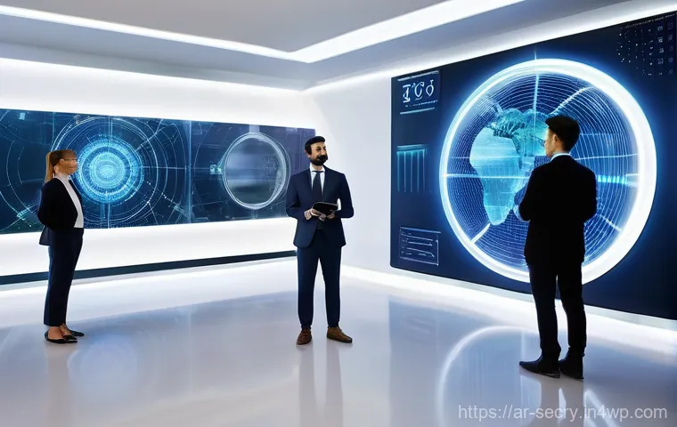 생체 인식 기술의 글로벌 시장 전망 - **Prompt 2: Futuristic Airport Experience with Biometric Gates**
    A diverse group of travelers, i...