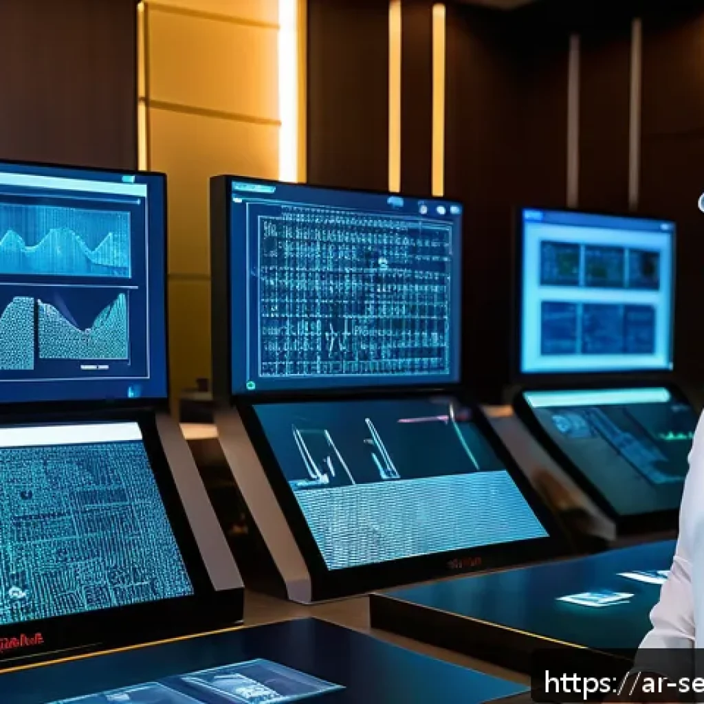 바이오메트릭 시스템의 위험 분석 - A futuristic high-tech control room in an Arab cultural setting, showing biometric security systems ...