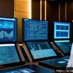 Home 20 바이오메트릭 시스템의 위험 분석 - A futuristic high-tech control room in an Arab cultural setting, showing biometric security systems ...
