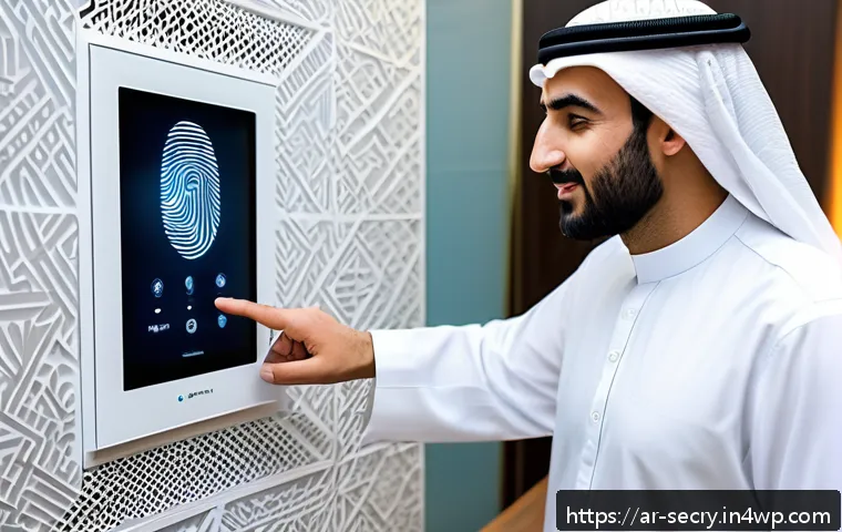 바이오메트릭 보안의 사용자 경험 개선 방법 - A sleek, modern biometric security interface designed for Arabic-speaking users, featuring a clear a...