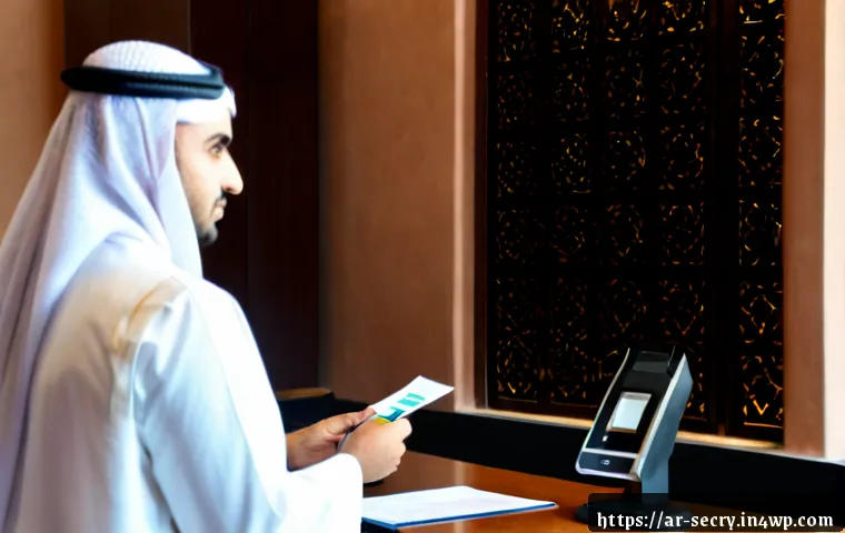 바이오메트릭 보안의 법적 규제 - Photorealistic modern legal consultation in a Gulf Arab office, a confident Arab female lawyer in mo...